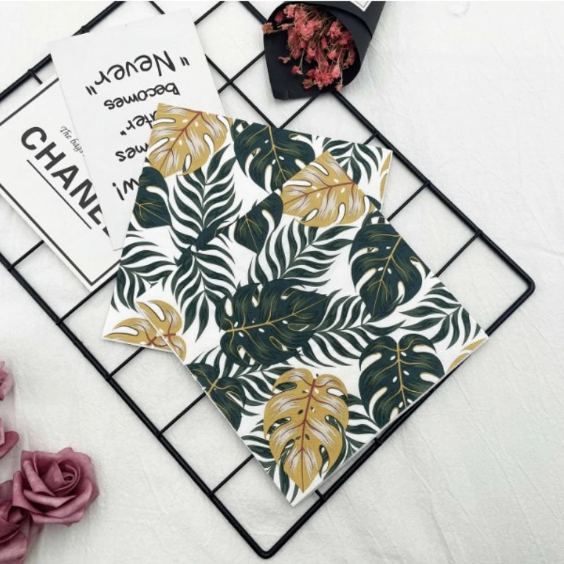 Colourful Printed Napkins Leaves 2 Layers Wood Pulp Paper Folding Disposable Paper Placemats Party Napkins 20pcs/pac 33cm