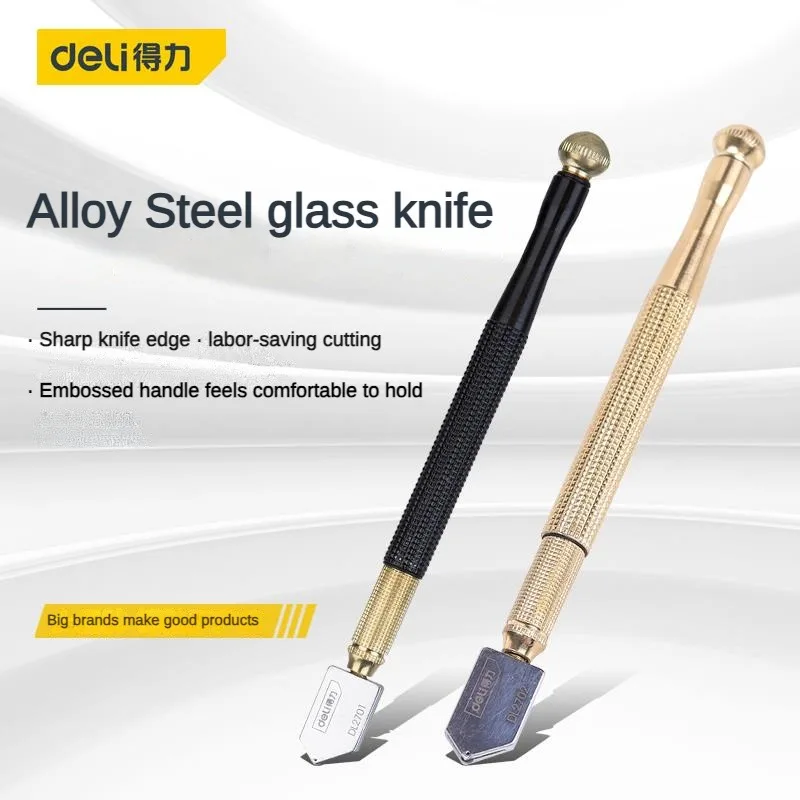 deli Glass Cutter Diamond Tip Steel Blade Cutting Tool Oil Feed Glass Cutter  Antislip Metal Handle 180mm For Glass Cutting - AliExpress