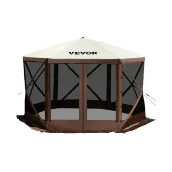 SucceBuy Pop-up Camping Gazebo Camping Canopy Shelter 6 Sided 12' x 12' / 10' x 10' Sun Shade Tents & Canopies Camping & Hiking 1