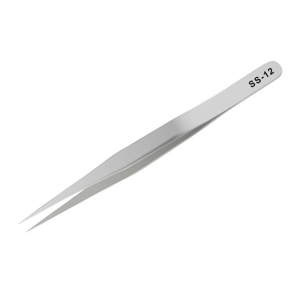 1PC Tweezers Stainless Steel High Precision Elbow Fine Tip Anti-Static Repair Tool For Electronics Small Accessories