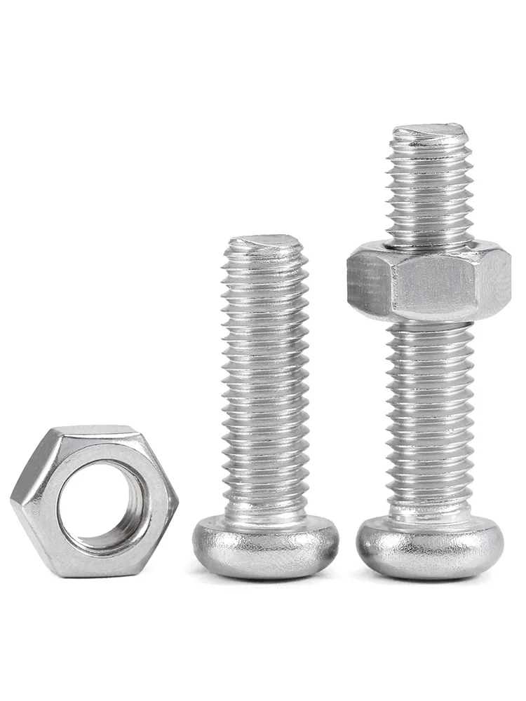 M1 M1.2 M1.4 M1.6 M2 M2.5 Mini Round Head Phillips Bolt Nuts Combination 304 Stainless Steel Pan Head Screws Hexagon Nuts Sets stainless steel screws stainless steel nut