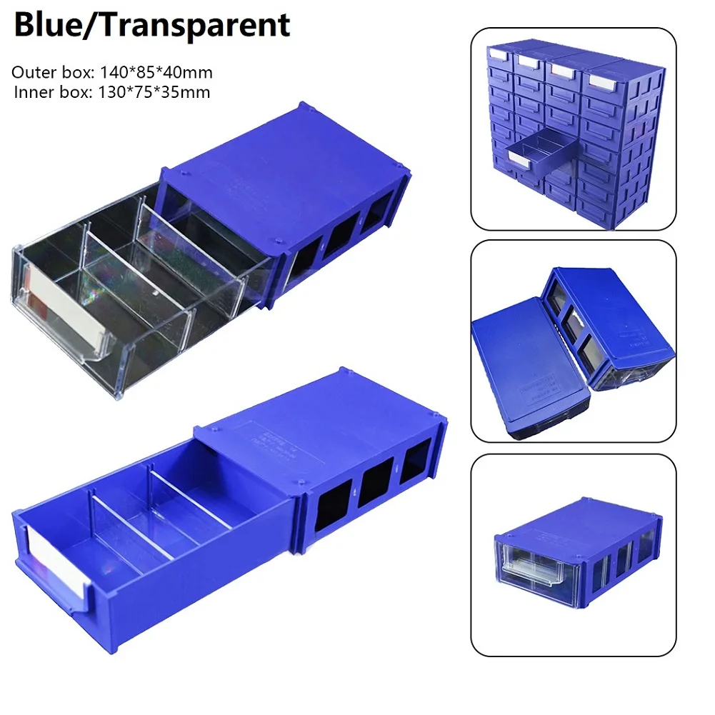 цена 1PC Stackable Plastic Hardware Parts Storage Boxes Component Screws Toolbox Plastic Organizing Boxes Drawer Case Storage Shelf