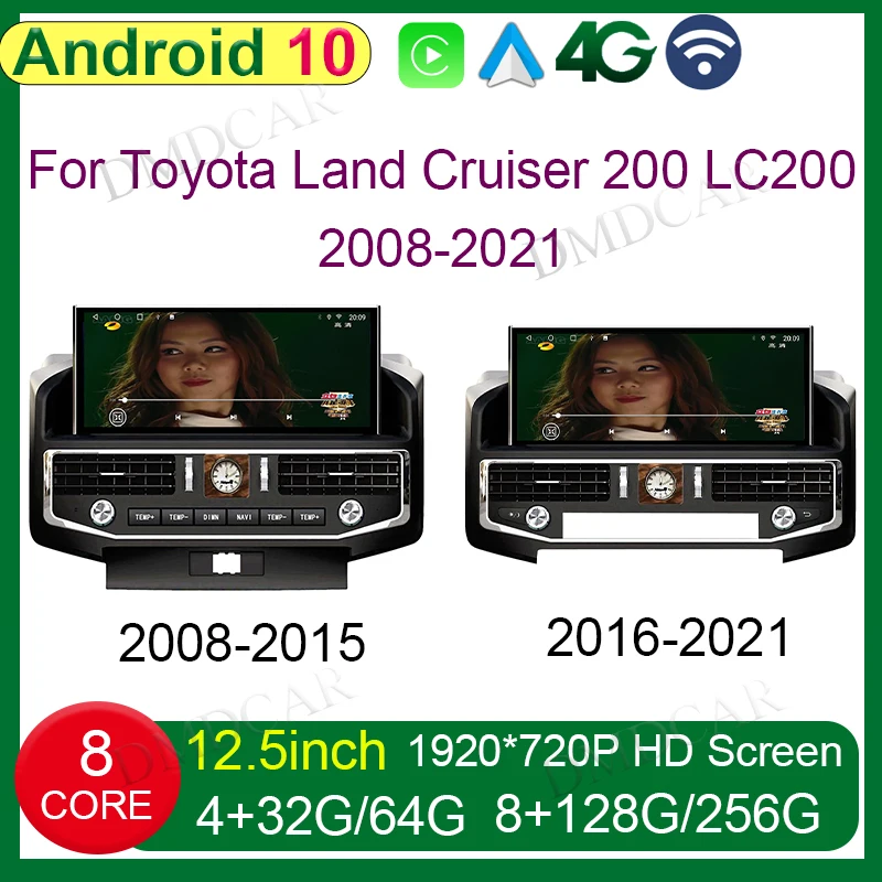 

For Toyota Land Cruiser 200 LC200 2008-2021 Android 10 Car Multimedia Player Carplay GPS Navigation Autoradio Stereo 4G WIFI