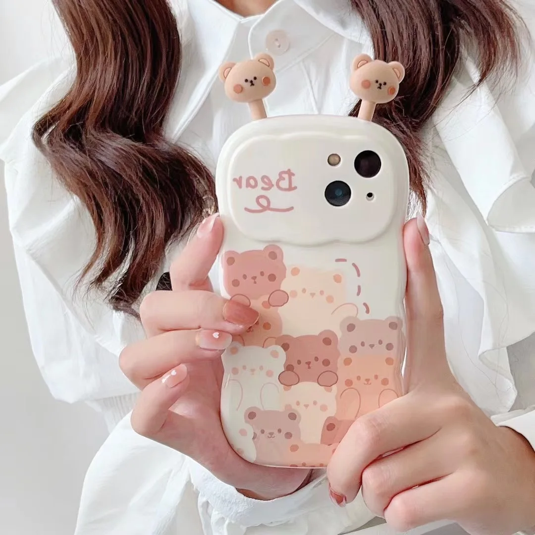 

2022 New Arrival Cartoon Lovely Phone Case For iPhone 13 11 12 14 Pro Max Cute Bear Soft Phone Cover