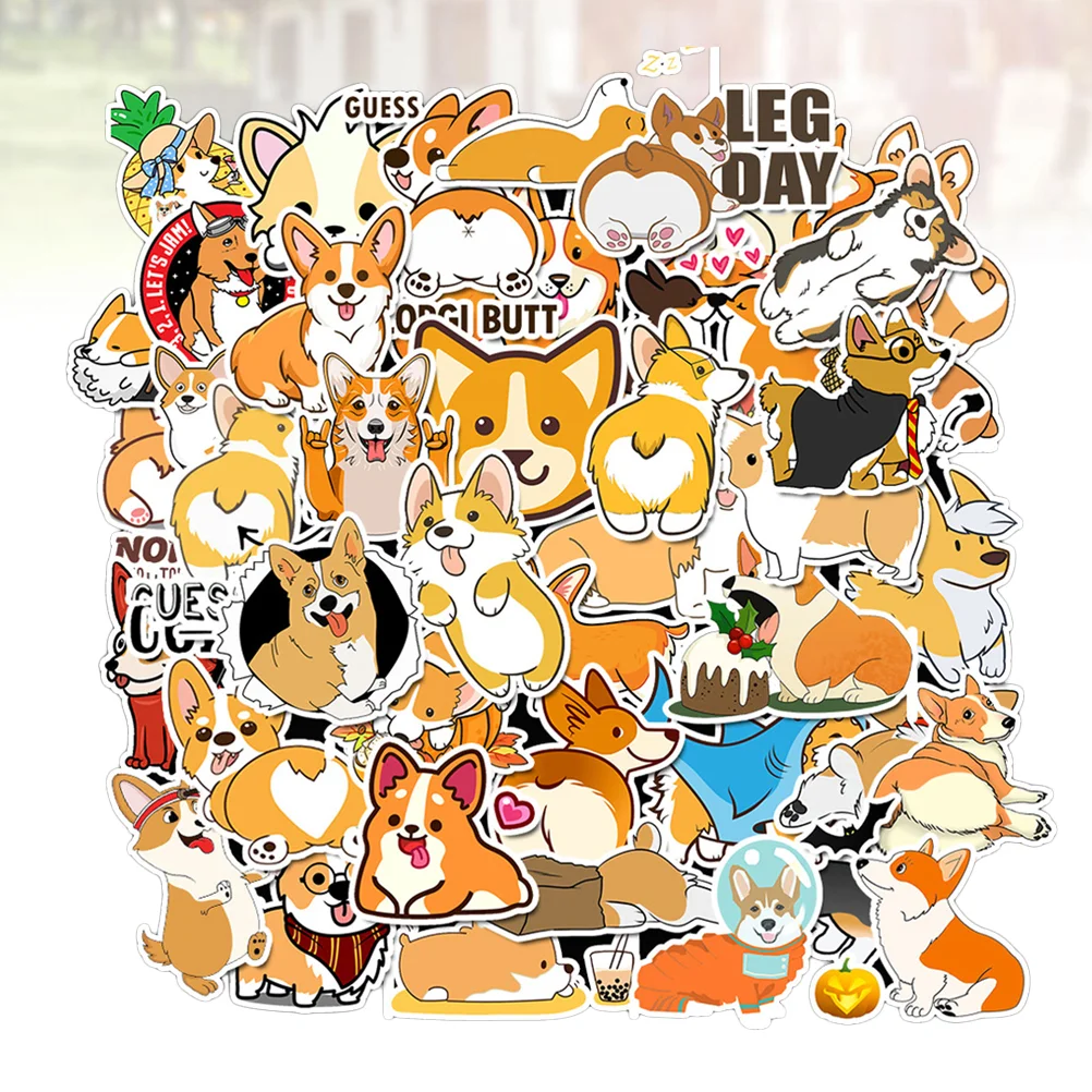 

100Pcs DIY Corgi Stickers Suitcase Graffiti Pastes Waterproof Furniture Decals Party Favors for Women Kids