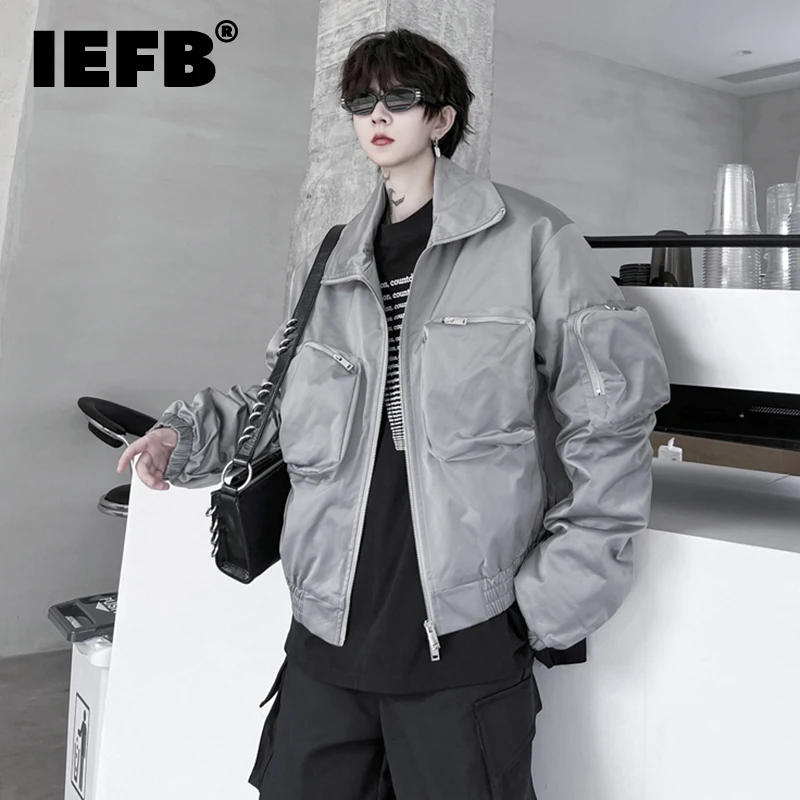 

IEFB Trend Men's Jackets Fashion Safari Style Autumn Solid Color Multi Pocket Niche Design Loose Coat 2023 Tide Outerwear 9C2494