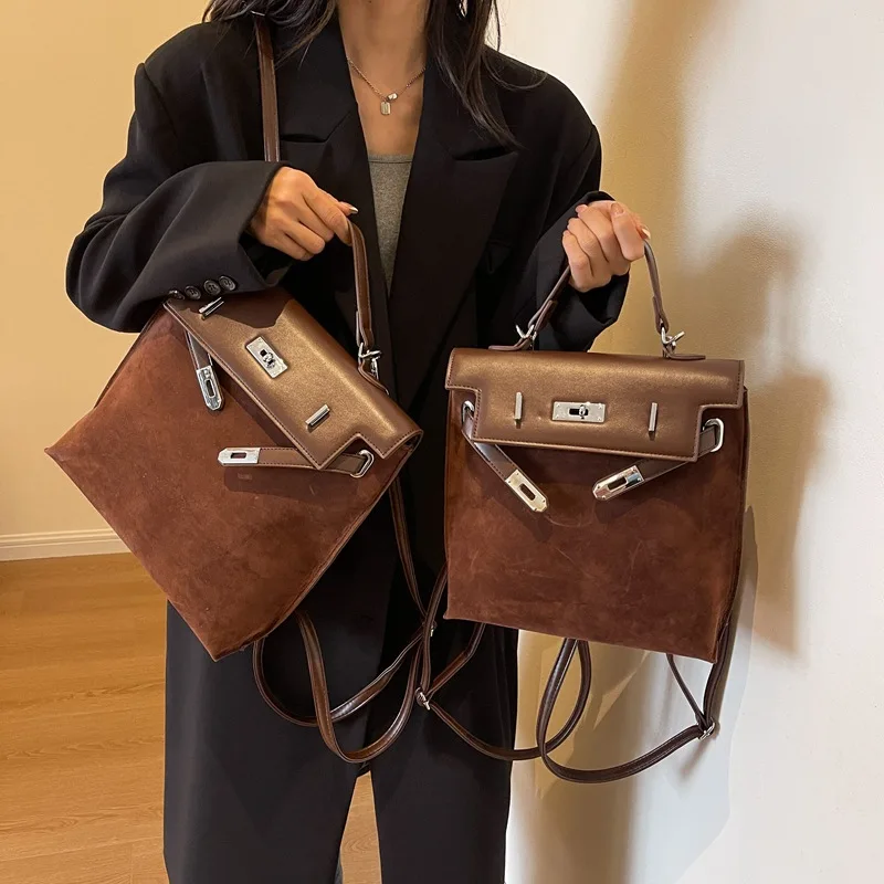 2023 New Trend Winter Fashion Streetwear Women Vintage Solid Casual Backpack All Match Simple College Student Backpack For Girl