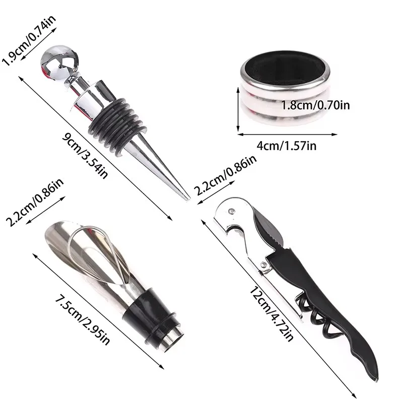 Professional Wine Opener Gift Set Stainless Steel Bottle Opener and Vacuum Stopper Wine Pourer Kitchen Accessories Bar Tool