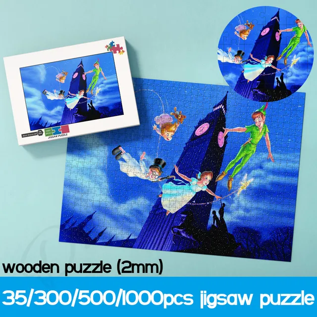 Disney Anime Peter Pan Wooden Jigsaw 35/300/500/1000 Pcs Puzzle