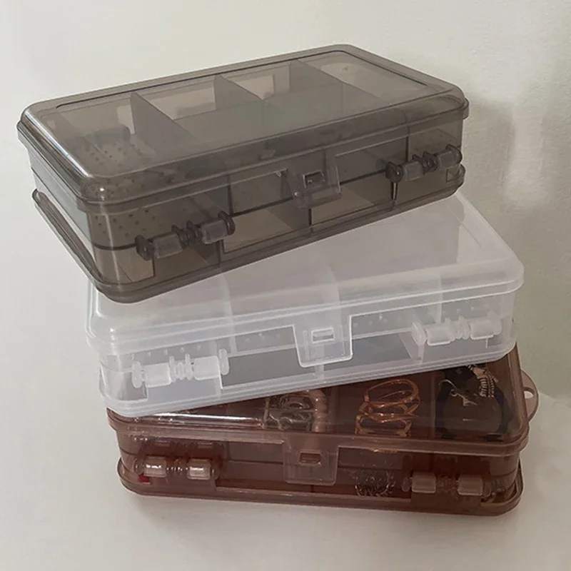 Transparent Double-layer Plastic Jewelry Storage Box Multi-purpose Organizer Container for Hair Clips Necklace Earring Jewelry