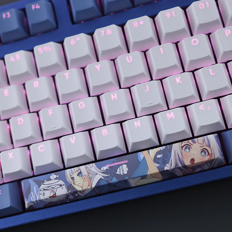 Hololive Vtuber Gawr Gura Pbt Cereja Keycaps mx Cruz Eixo Interruptor Keycap para Teclado Mecânico Presente do Jogo 108 Teclas por Conjunto - Imagem 2