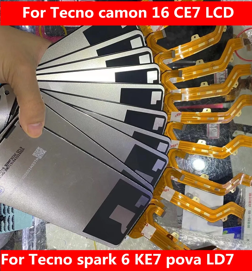 

ЖК-дисплей для Tecno camon 16 CE7, сенсорный экран, дигитайзер, панель в сборе, замена для Tecno spark 6 KE7 pova LD7