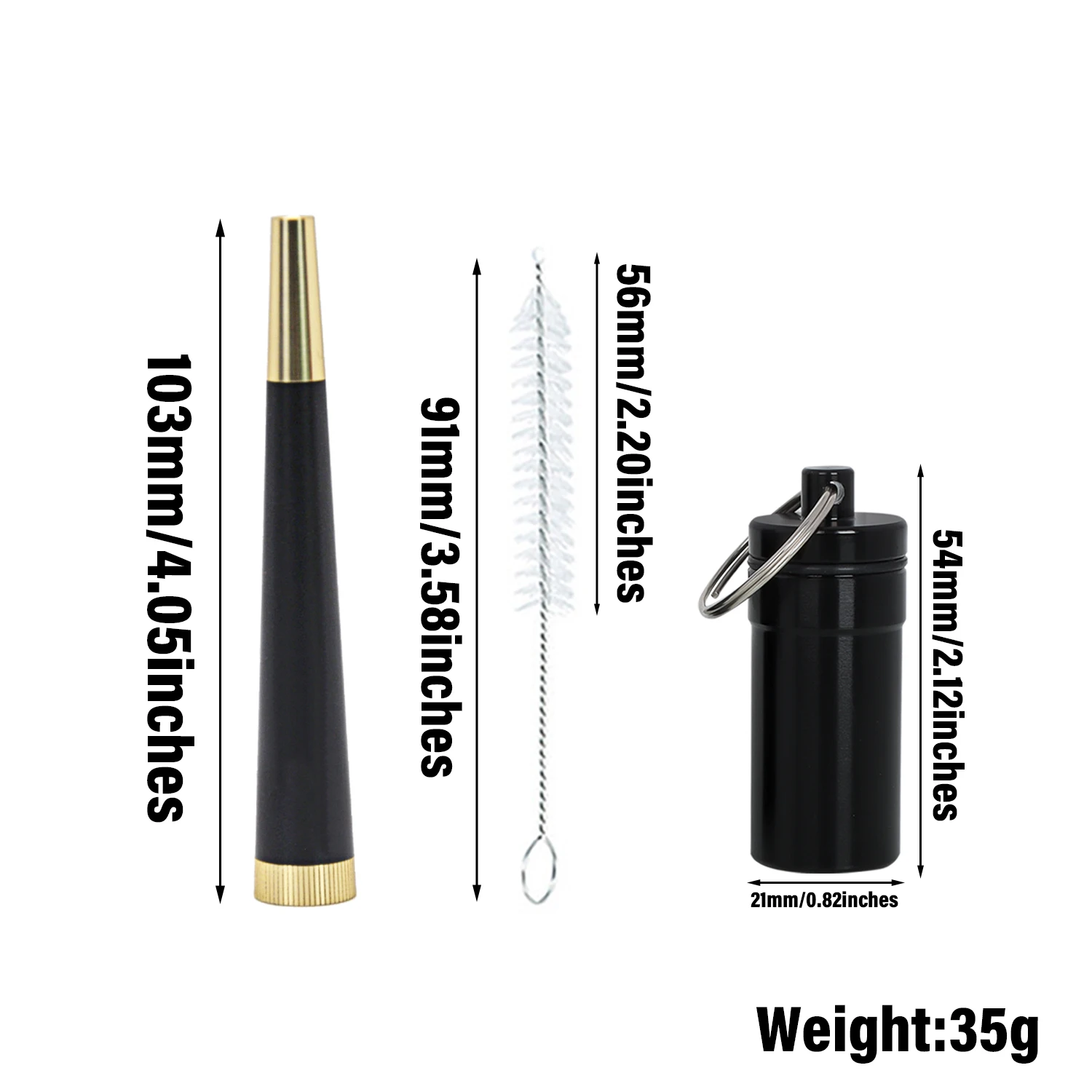 Smoke Kit Herb Pipe Stash Jar Black Customizable Patterns Metal Pill Bottle Portable Smoking Accessories Clean Brush