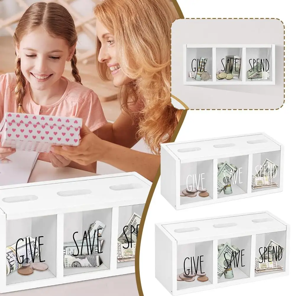 Wooden Personalized Children's Savings Box Give Save Piggy Bank Daily Family Money Box Kid Money Box Spend Saving Storage C Q9J6 2