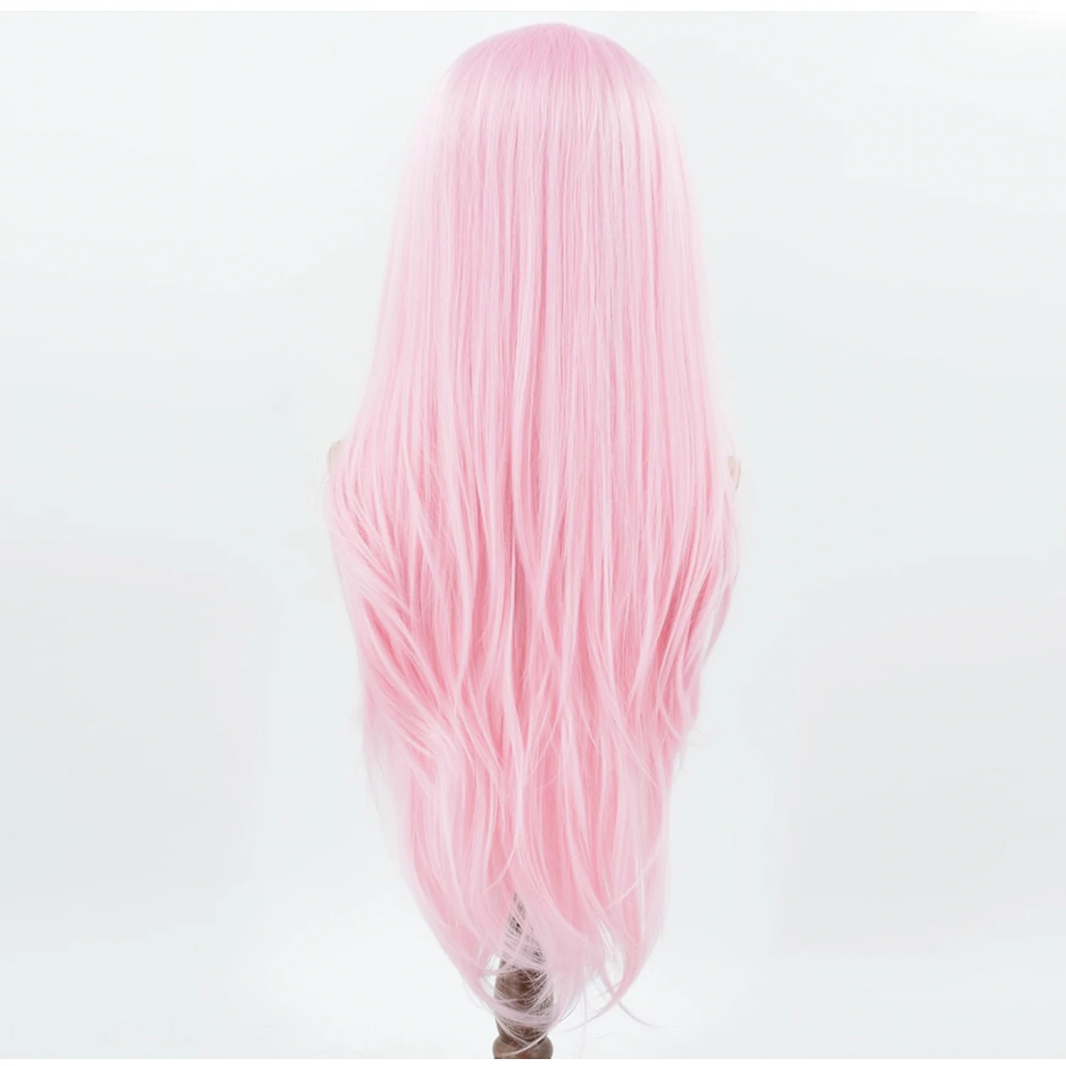 Parrucca Rosa con Pizzo Frontale 13x4 per Donne, Capelli Sintetici Lunghi Lisci e Ondulati, Resistenti al Calore, con Attaccatura Naturale, per Uso Quotidiano e Cosplay - immagine 4