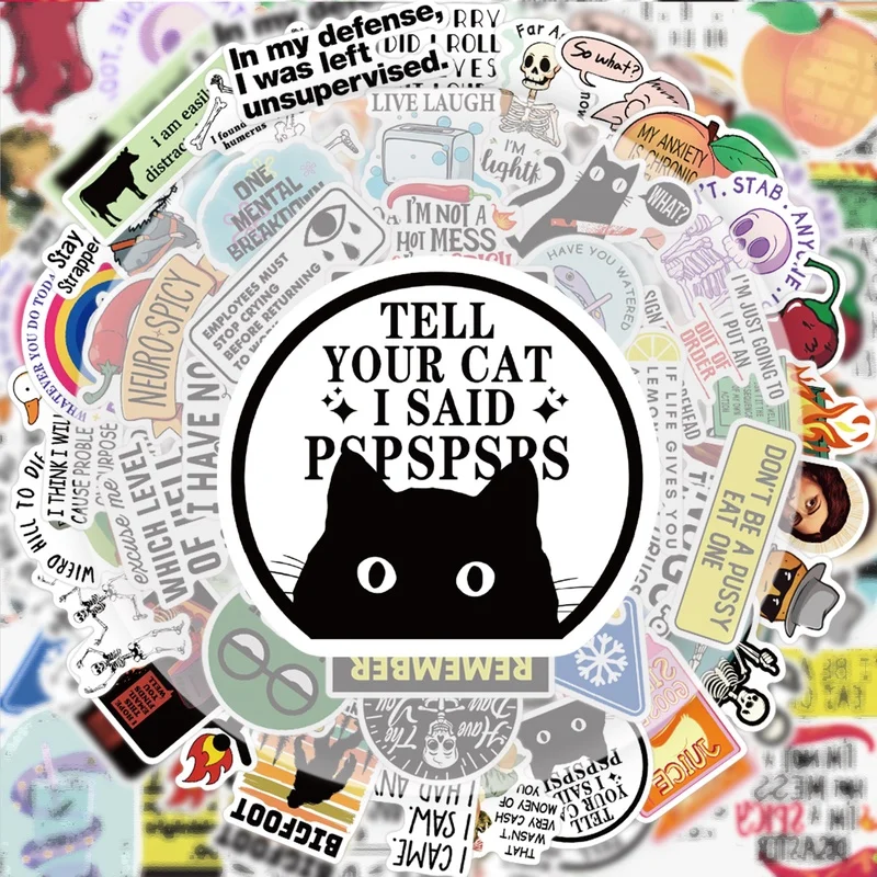Vibrant and Witty Sticker Pack – 50 Unique Sarcastic Decals for Creative Expression and Decoration