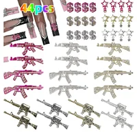 44PCS Alloy Gun Dollar Sign Star Nail Luxury Decor Gun Nail Charms Nail Art Rhinestone for Acrylic DIY Jewelry Nails Accessories 2