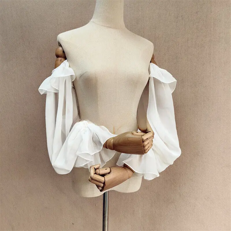 Chiffon Wedding Sleeves Trumpet Sleeves Removable Gloves Ruffles Bride Accessory Women Bridal Accessories wedding dress gloves wedding sleeve accessories wedding sleeves