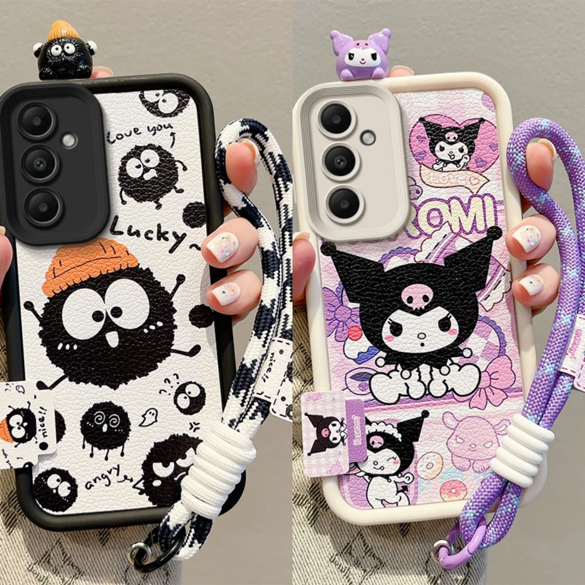 3D Kuromi Bear Toy Phone Case For Samsung Galaxy A06 A16 A07 A17 A36 A56 With Strap Rope Cartoon Pochacco Cover 1