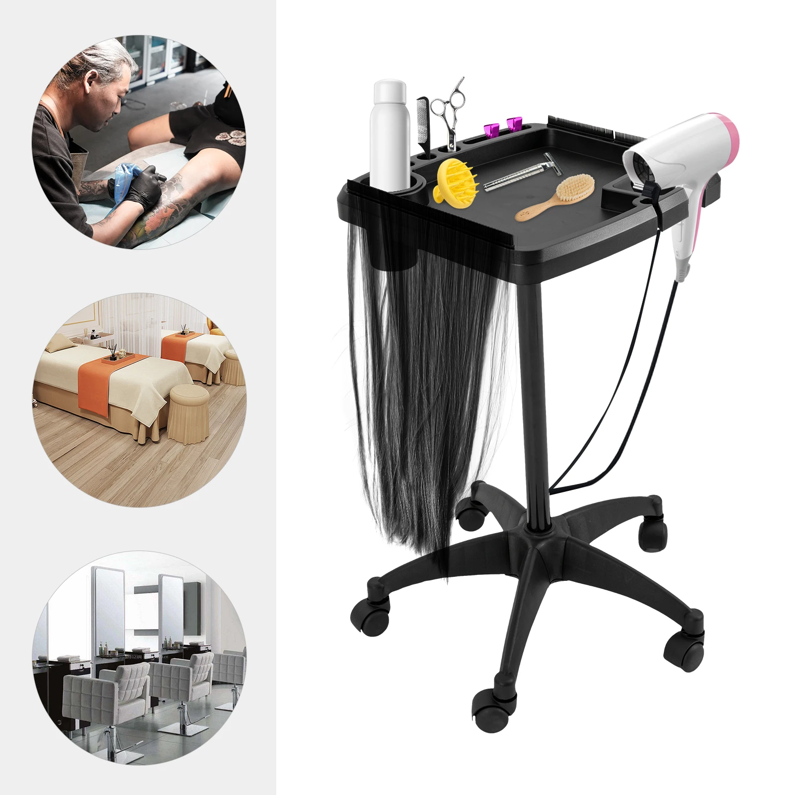 Rolling Salon Tray Cart Hair Extension Tool Tray Cart Movable Hair Extension Salon Furniture