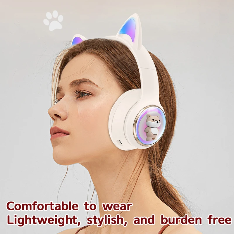 Xiaomi wireless Headphones RGB cute cat ear Bluetooth Earphones with microphone Stereo Music Game Earphone Girls Kids Gifts 2025 4