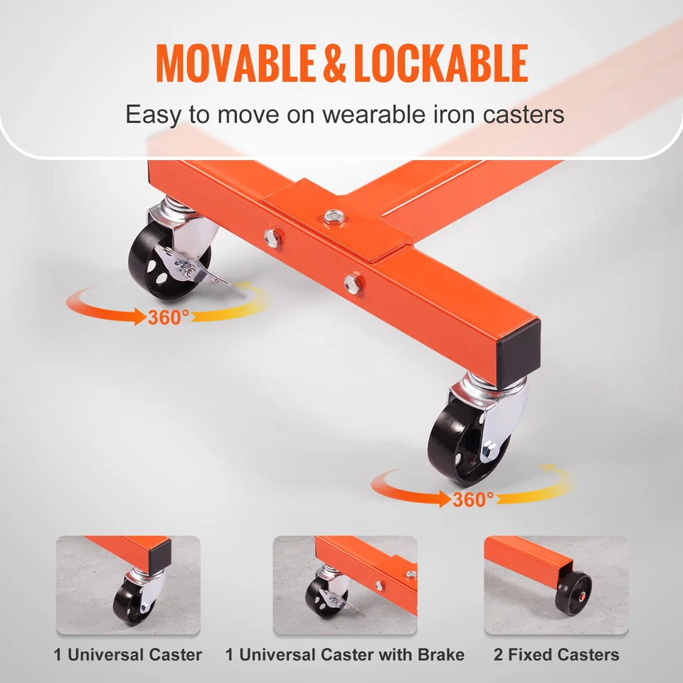 2000 Lb Capacity Engine Stand - Heavy Duty Steel Rotating Stand With 6 Casters & Foldable Base, Red