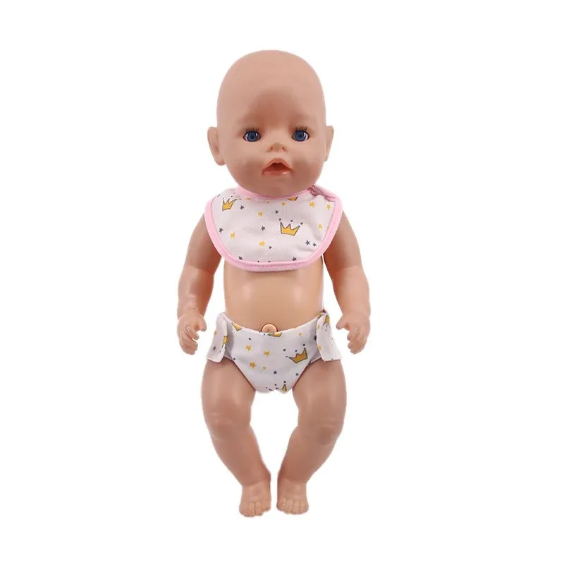 2Pcs Diapers + Bibs Doll Clothes Accessories For 43Cm Baby New Born And 18Inch American Doll Generation Girl's Holiday Gifts 4