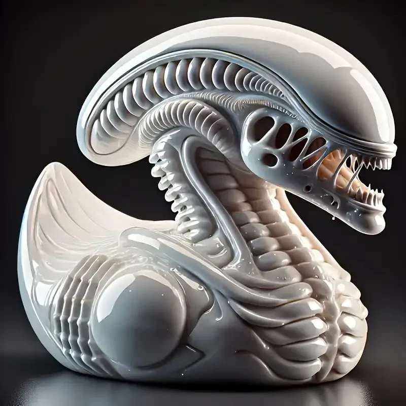 Creative Alien Themed Duck Figurine Whimsical Sci-Fi Desktop Resin Ornament for Party Novel Ornament for Movie Fans Duck Lovers