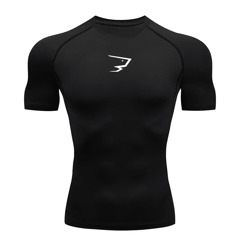 T-shirt a Compressione da Corsa per Uomo, Manica Corta, Maglietta Sportiva per Palestra e Fitness, Abbigliamento Atletico Maschile - immagine 3
