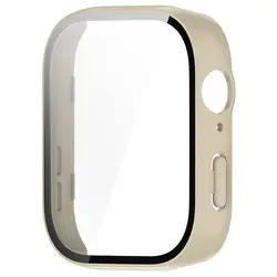 Premium PC+Tempered Glass Protective Smartwatch Case with Full Screen Coverage (Beige)