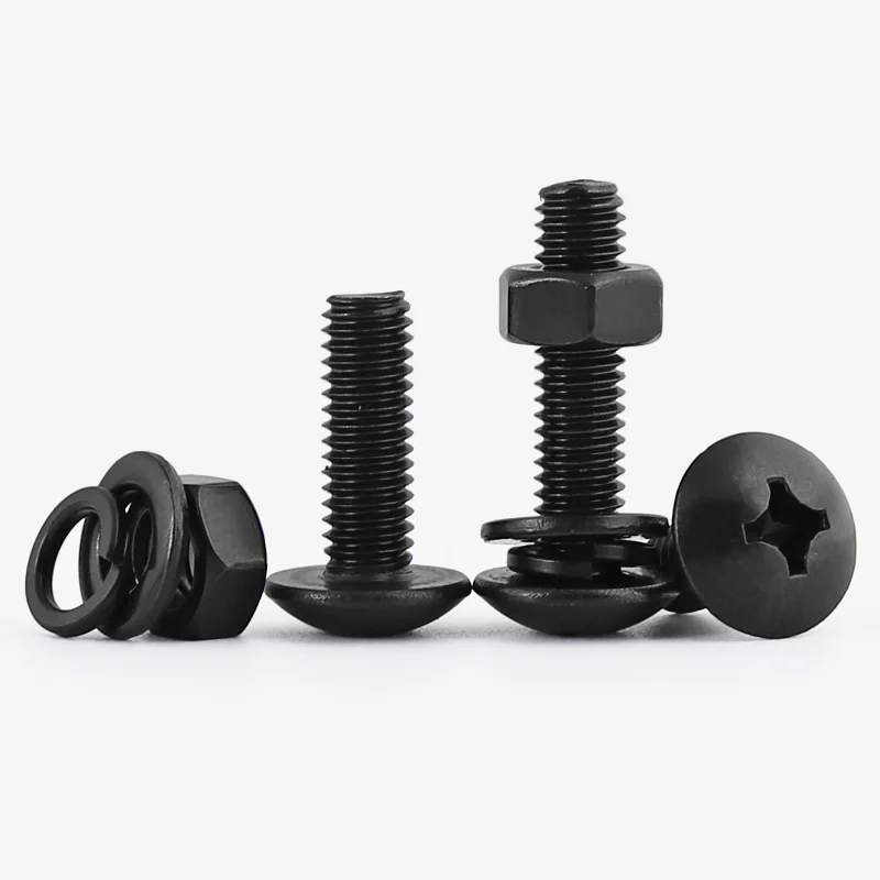 1250PCS Black Nylon Screws & Nuts Assortment - M2 M3 M4 M5 M6 Metric Phillips Bolts Kit