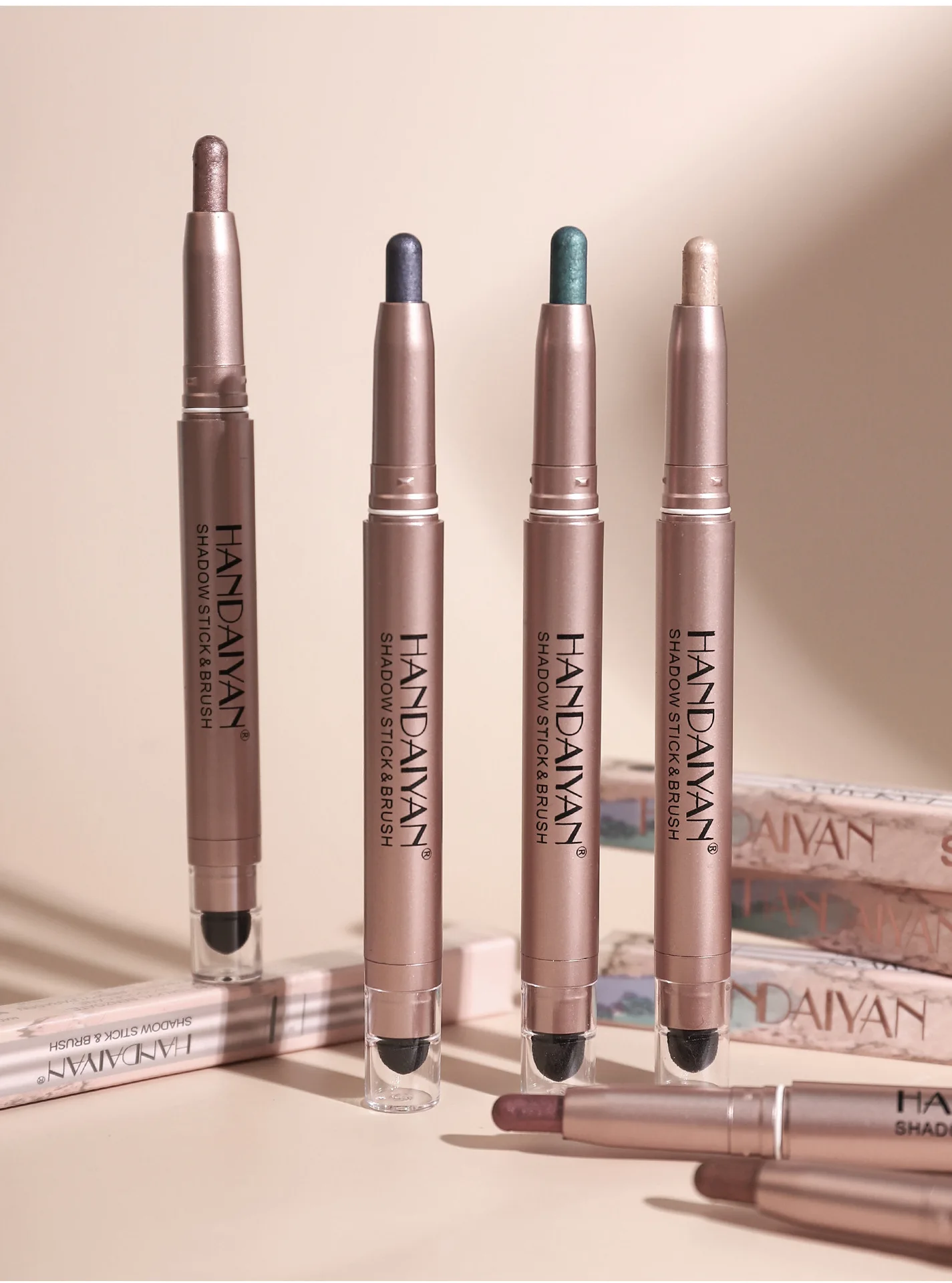 Wasserfester Lidschattenstift Metallic Schimmer Cream Pen Pinsel_voghion.com