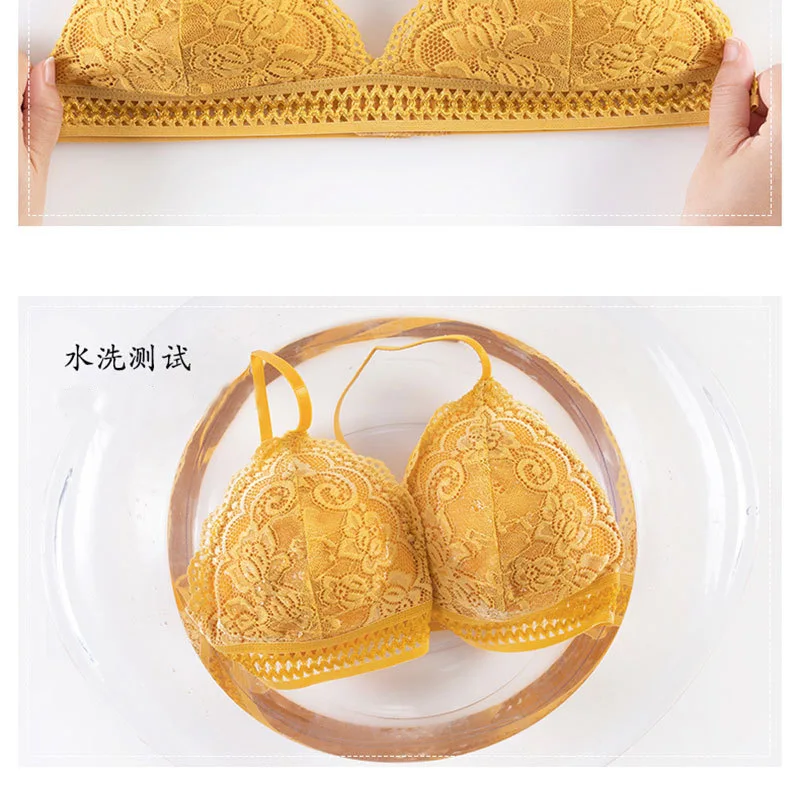 French Beautiful Back Bra Women'S Thin Lace No Steel Ring Sling Strap Small Chest Gather Up Support Bra Deep V Girls Fashion