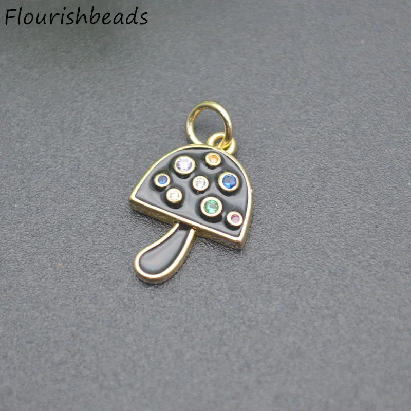 10pcs/lot Cute Design Nickel Free Anti Rust Gold Plated Royal Blue Enamel Mushroom Charms for Jewelry Bracelet Necklace Making