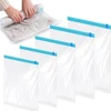 5Pcs Travel Roll-Up Compression Bags Reusable Vacuum Storage Bag Saves 80% of Storage Space Roll-Up Compression No Need Air Pump 4