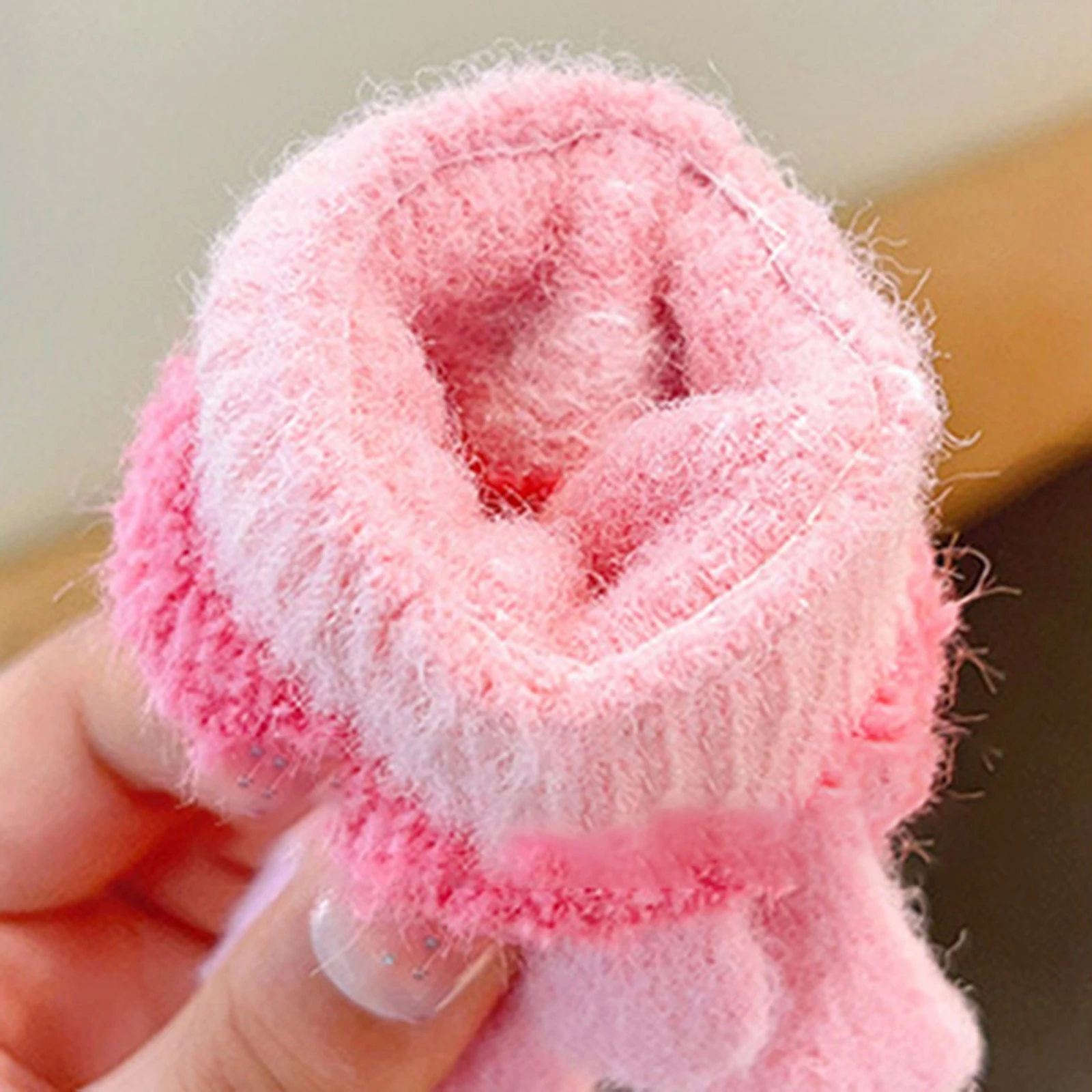 Toddler Baby Girls Winter Gloves Strawberry Soft Knit Gloves Warm Indoor Outdoor Mittens Unisex Infant Thicke Full Rope