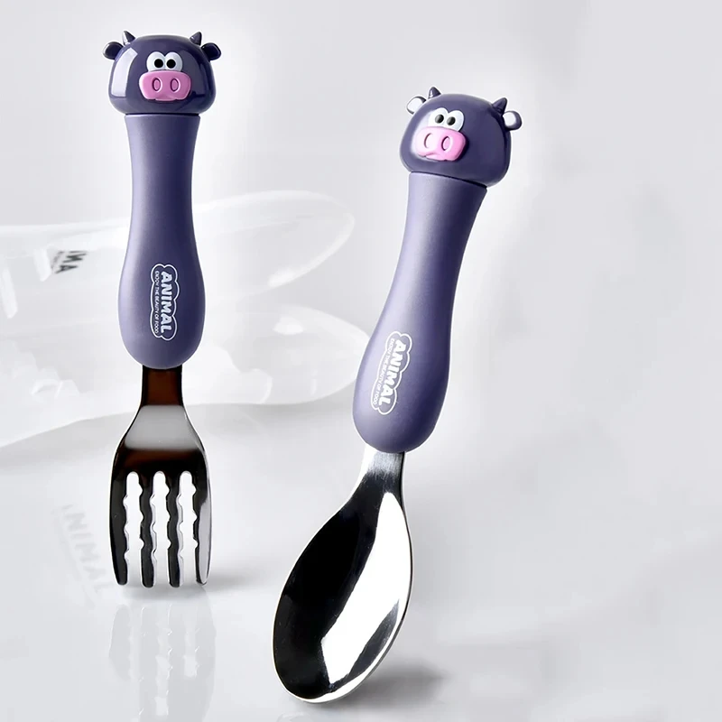 Tableware Cartoon Kids Spoon and Fork Set Dessert Spoon for Children Fork Baby Gadgets Children's Cutlery for Kids cutlery set baby feeding spoons
