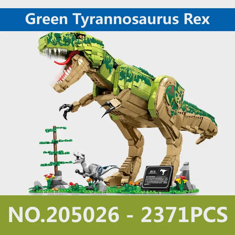 

2023 New Green Tyrannosaurus Rex Building Blocks Dinosaur Jurassic Series Building Bricks For 9-14 years old 2371Pcs Big Model