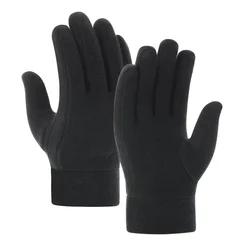 Enhanced Thermal Fleece Winter Gloves - Unisex Windproof, Warm Full Finger Mittens - One Size (Black)