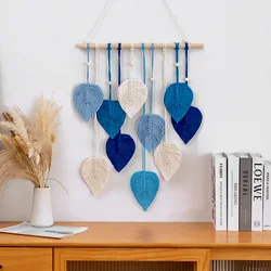 Modern Boho Macrame Leaf Wall Hanging - Woven Aesthetic Home Decor (A2)
