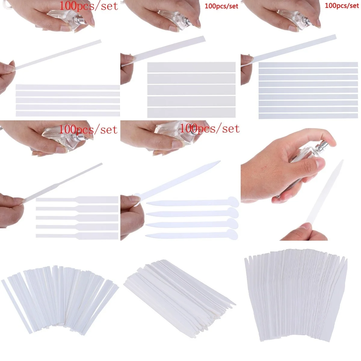 100pcs White Aromatherapy Fragrance Perfume Essential Oils Test Paper Strips Testing Strip 8size عطر رجالي اصلي parfume Paper