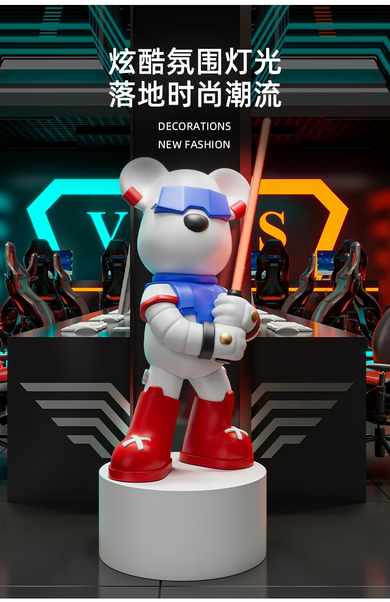 Cool Lightsaber Violent Bear Floor Ornaments Light Luxury Living Room TV Cabinet Decoration Home Ornaments Sculpture