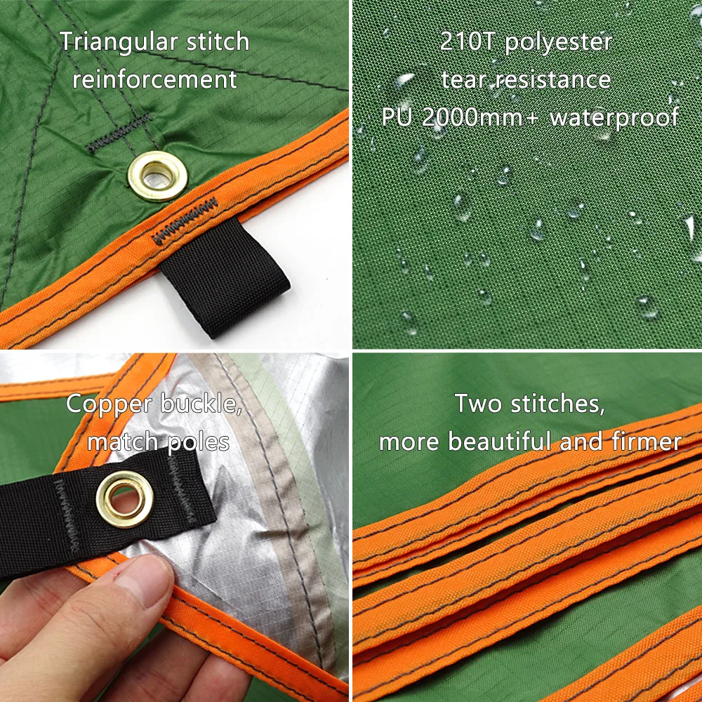 Camping Tourist Tarp with Peg Rope Waterproof Ultralight Sun Shelter Outdoor Awning Tent Sail Canopy Sunshade Garden Shade Cover_voghion.com