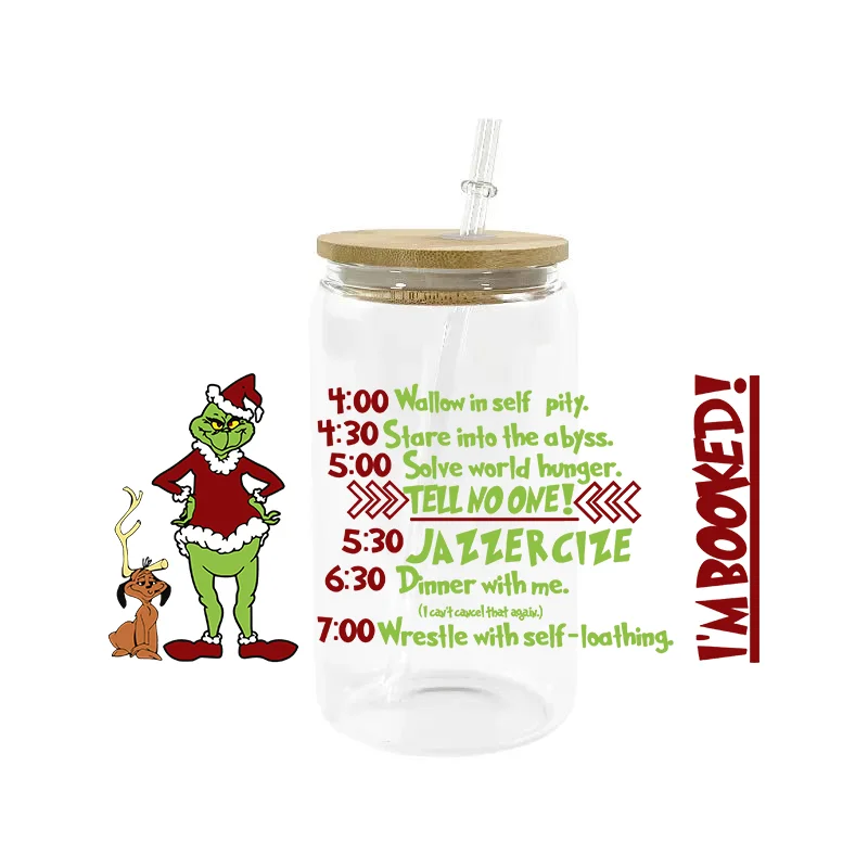 Cup Wraps Miniso Christmas UV DTF 16oz Libbey Wrap Tumbler Stickers Decal Glass Can Selfadhesive Waterproof sticker cups