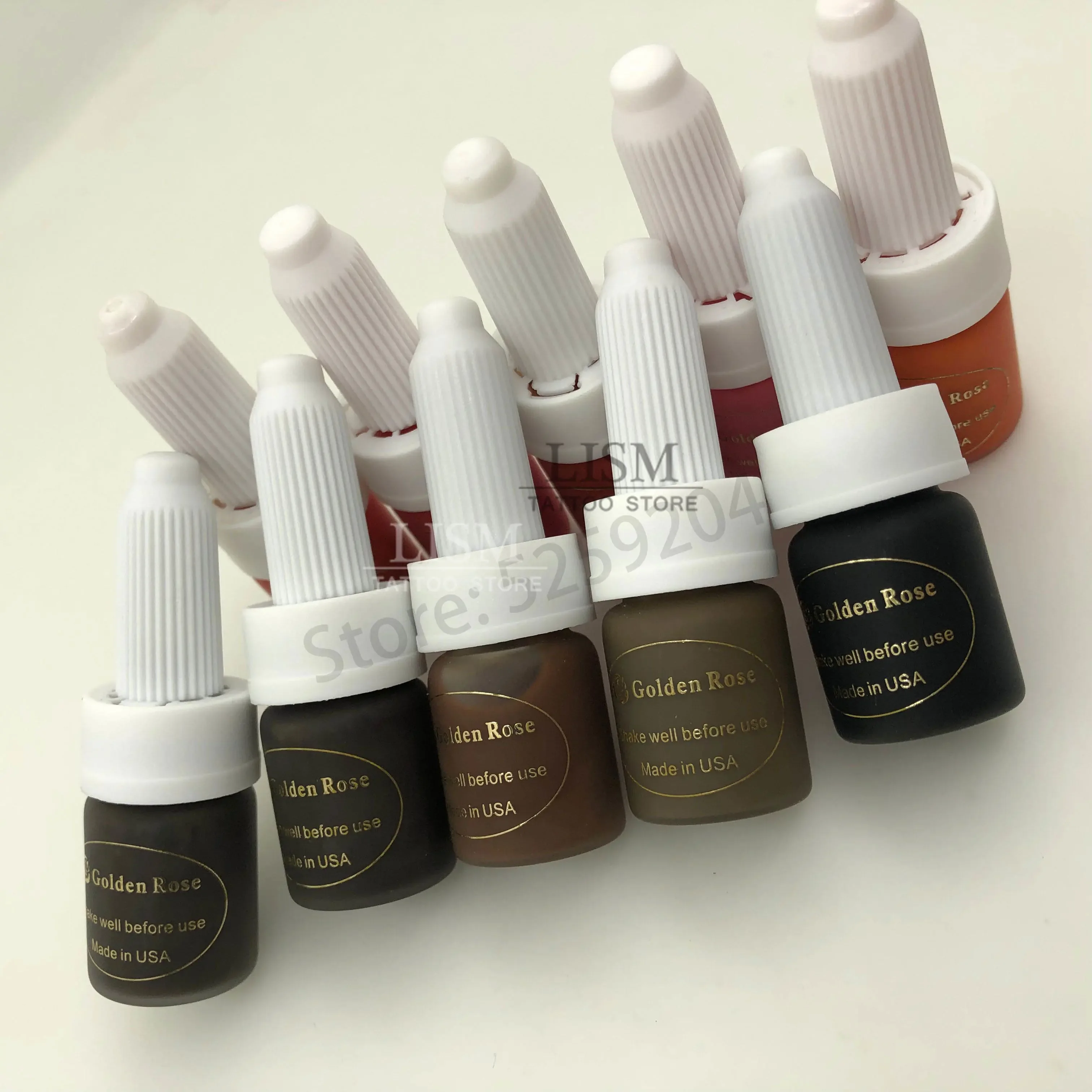 5Ml/bottle Golden Rose Micro Pigment Permanent Makeup Tattoo Ink Microblading Eyebrows Lips Tattoo Lipstick Pigment Ink Set