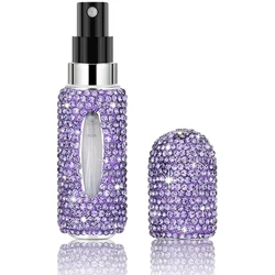 Luxurious Rhinestone Travel Perfume Atomizer - 5ml Refillable Mini Spray Bottle Gift - 5ml (Purple)
