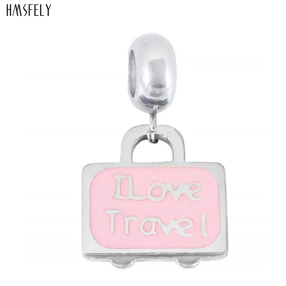 

HMSFELY Traveling theme Steel Pendant For DIY Bracelet Necklace Jewelry Making Accessories Women Bracelets Parts