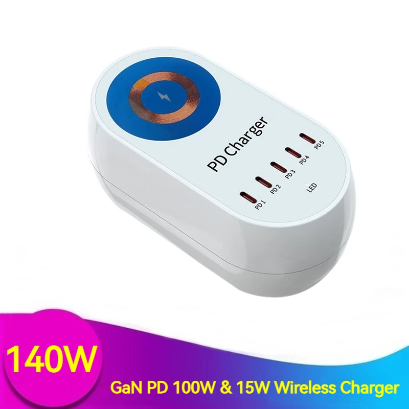 

Зарядное устройство сетевое с USB Type-C, 140 Вт, 15 Вт