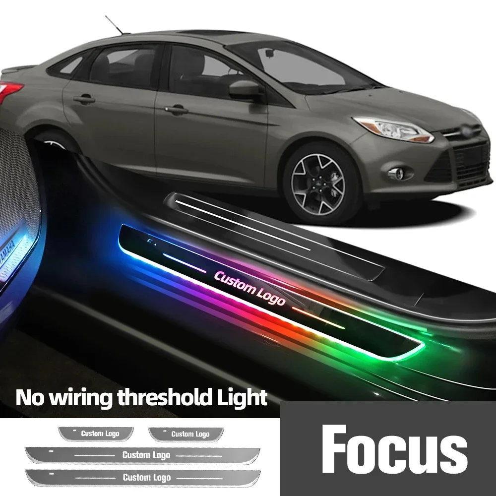 

For Ford Focus 1 2 3 4 1998-2023 2015 2018 2020 Car Door Sill Light Customized Logo LED Welcome Threshold Pedal Lamp Accessories