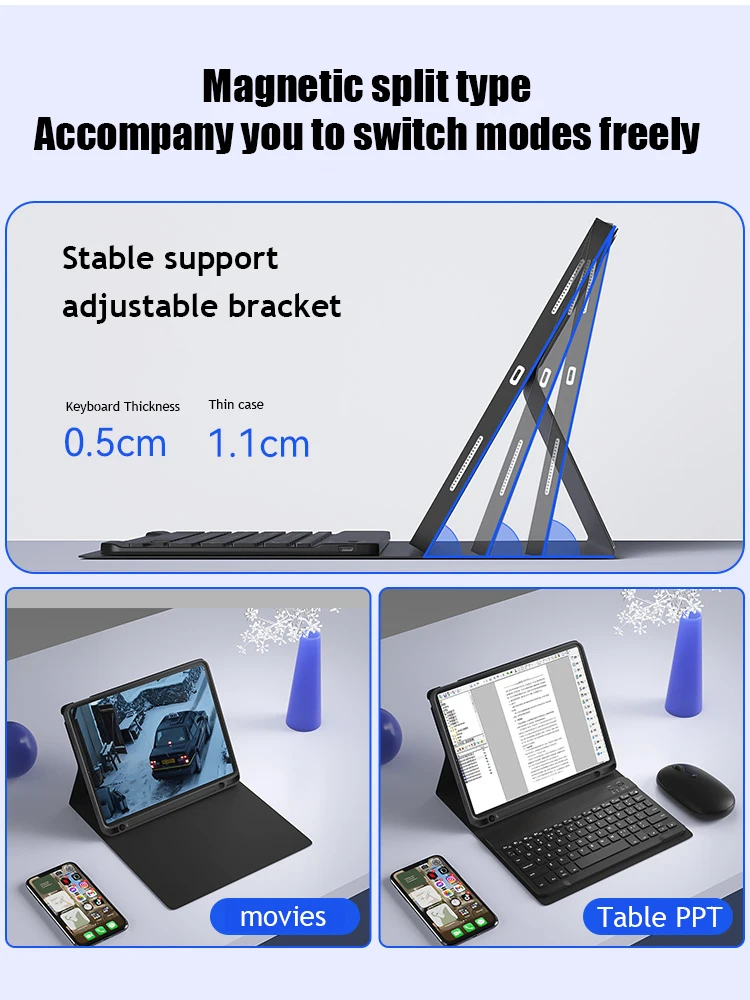Premium Touchpad Keyboard Case with Wireless Mouse and Tablet Cover